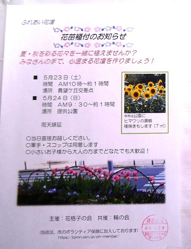 花壇の植え付け案内掲示202605
